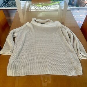 Eileen Fisher Cream Waffle-Knit Cowl Sweater